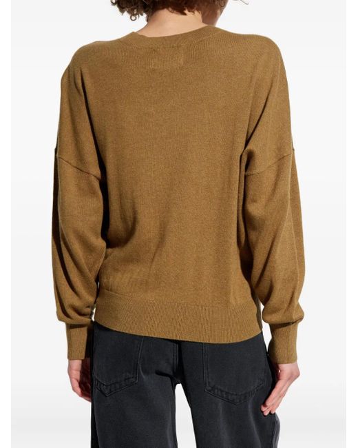 Isabel Marant Natural Marisans Logo-Detail Round-Neck Sweater