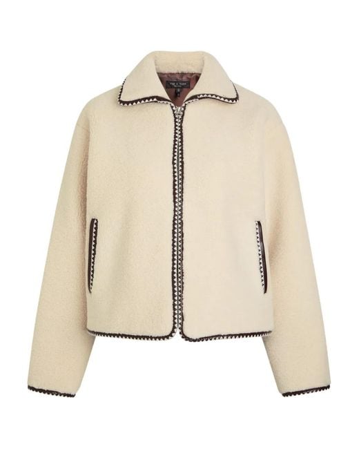 Rag & Bone Natural Triangular-Pattern-Trim Zip-Up Jacket
