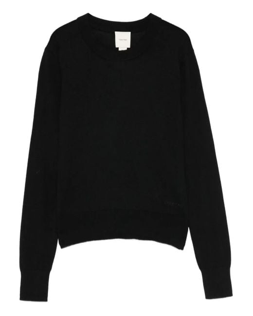 Calvin Klein Black Logo-Embroidered Sweater