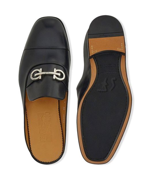 Ferragamo Black Gab Loafer Shoes for men