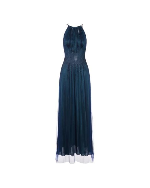 Giorgio Armani Blue Rhinestone-Embellished Maxi Dress