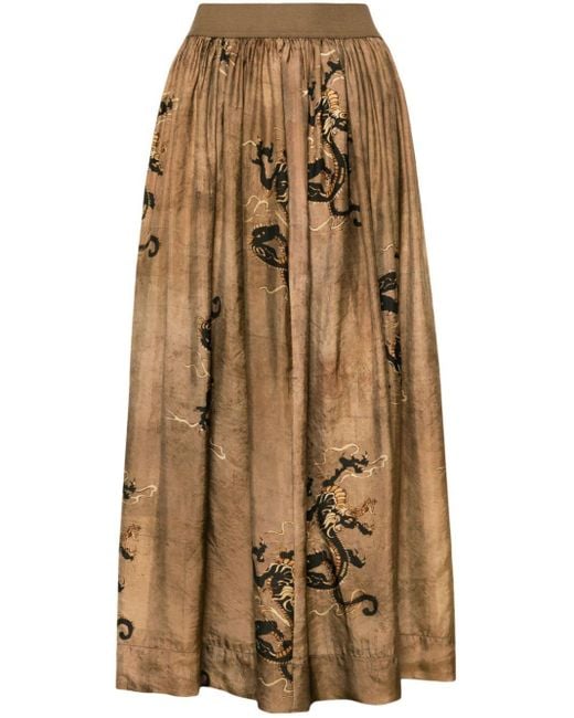Uma Wang Natural Gillian Dragon-print Skirt