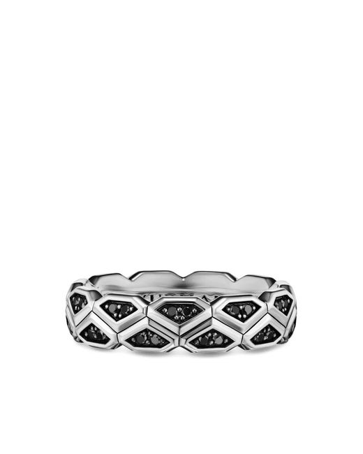 David Yurman Hex Sterlingsilberring Mit Schwarzen Diamanten in White für Herren