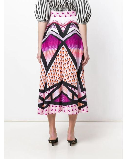 Temperley London Pink Jupe Mi-Longue Évasée Sunrise