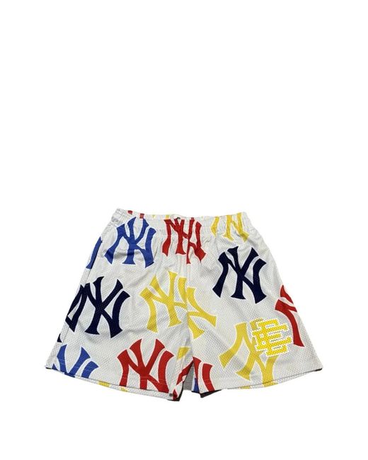 Eric Emanuel White X New York Yankees Ee Basic Logo-Print Shorts for men