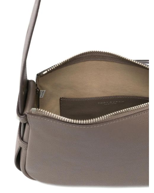 Tory Burch Gray Leather Shoulder Bag