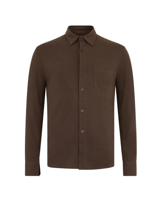 Moorer Brown Patch-Pocket Shirt for men