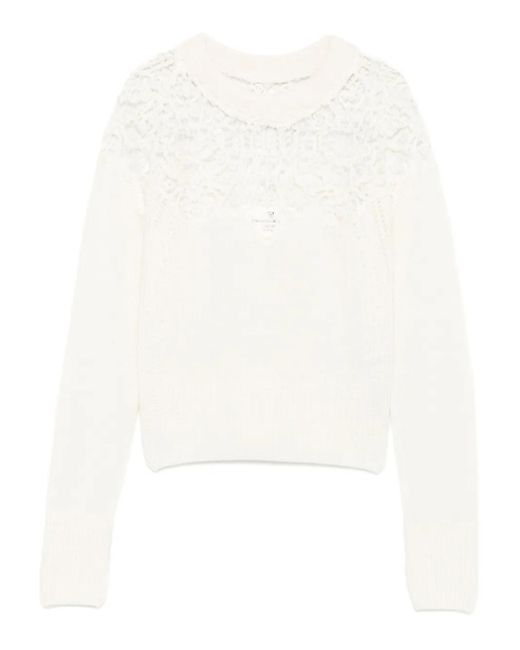 Ermanno Scervino White Lace-Insert Sweater