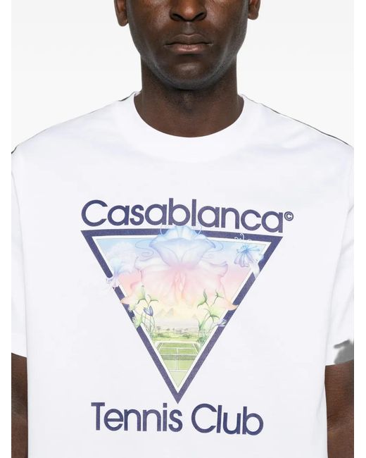 Casablanca White Tennis Club Icon Graphic-Print T-Shirt for men