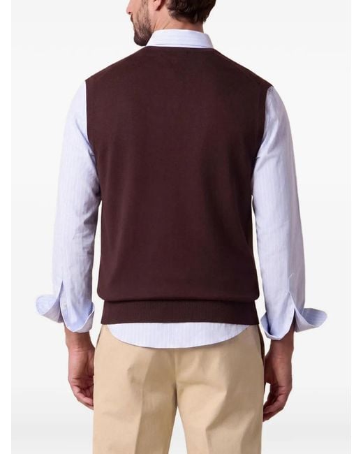 Brooks Brothers Purple V-Neck Sleeveless Sweater Vest for men
