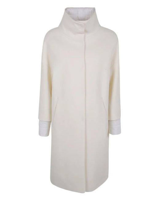 Herno White Quilted Long Jacket