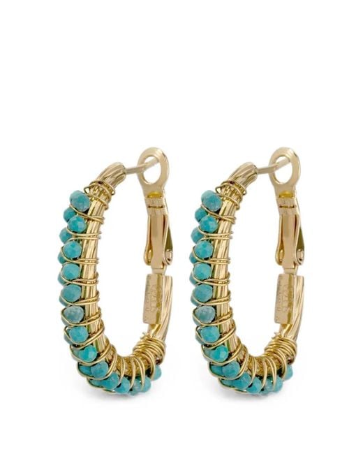 Gas Bijoux Blue Bead-Embellished Hoop Earrings