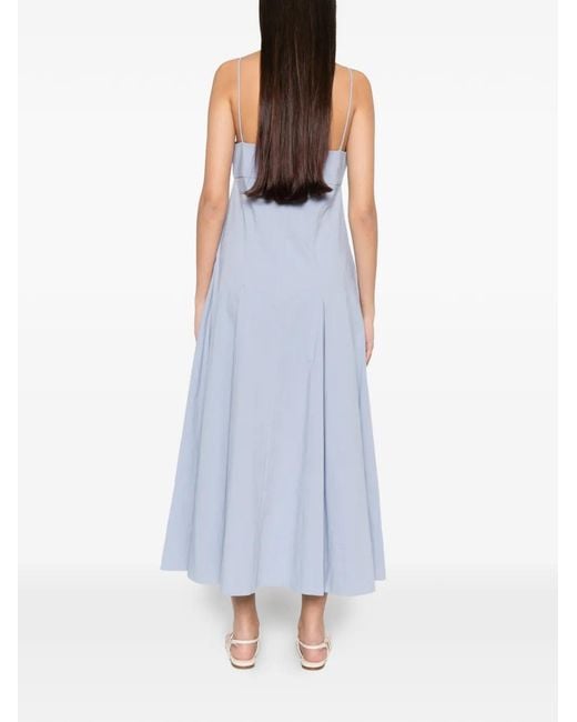 St. Agni White Pleated Cotton Dress