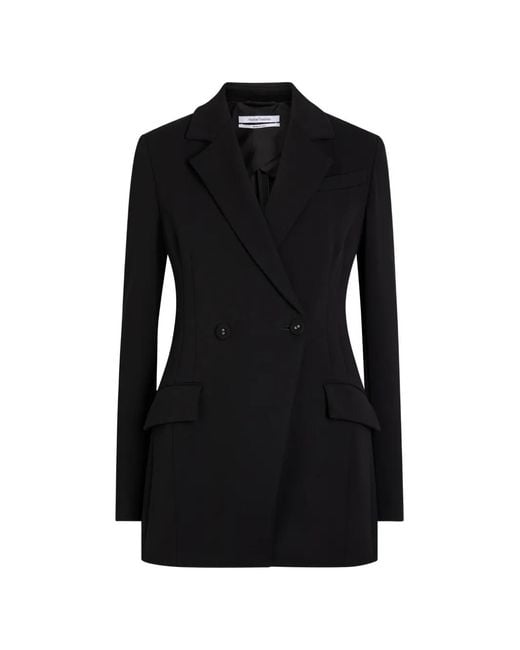 Another Tomorrow Black Double-Breasted Blazer