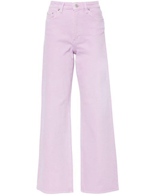 Maje Pink High-rise Wide-leg Jeans