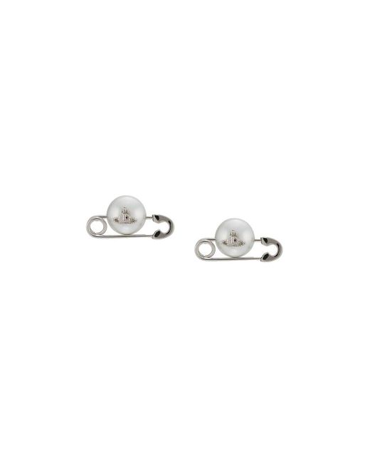 Vivienne Westwood Metallic Jordan Pearl Paperclip Earrings