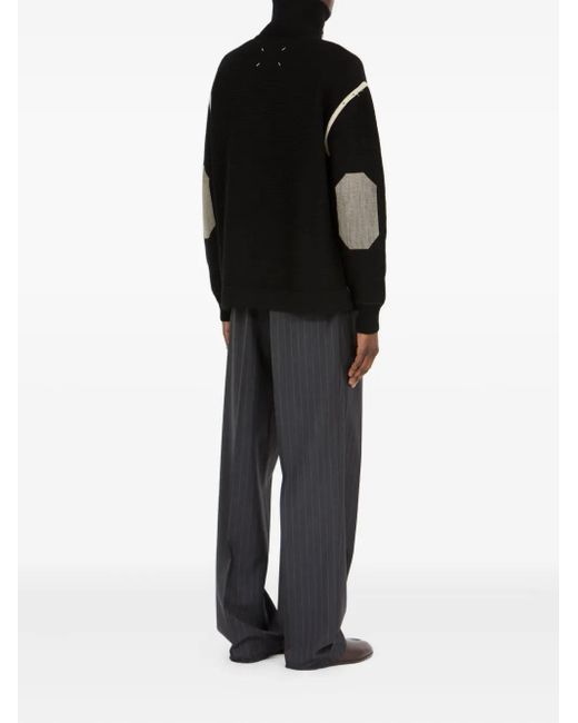 Maison Margiela Half-Zip-Pullover Mit Ellenbogen-Patch in Black für Herren
