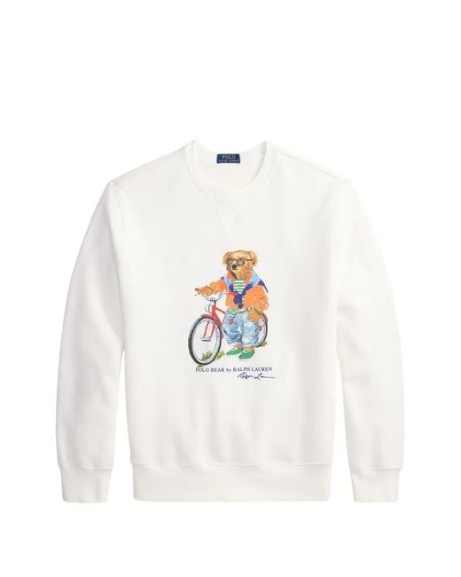 Polo Ralph Lauren White Cotton Sweatshirt With Polo Bear Print for men
