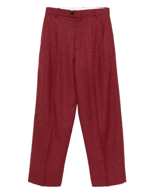 メンズ KENZO グリッドパターン パンツ Red