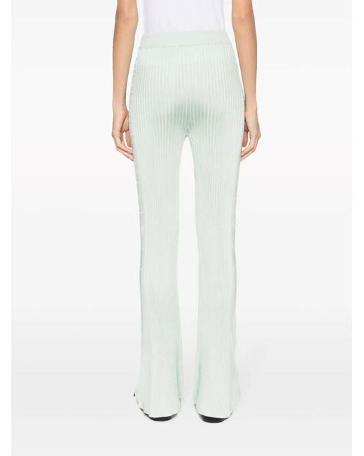 Jil Sander Green Fully-Pleated Flared-Leg Trousers