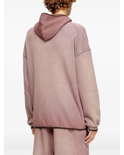 メンズ DIESEL S-waf-hood-new ワッフルニット パーカー Pink