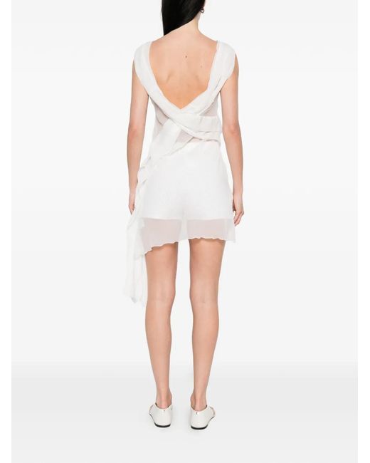 GIMAGUAS White Boa Asymmetrical Dress