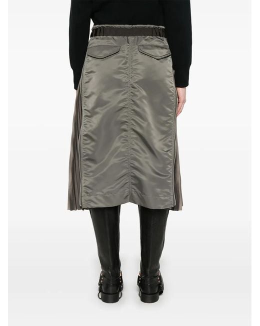 Sacai Gray Twill Midi Skirt