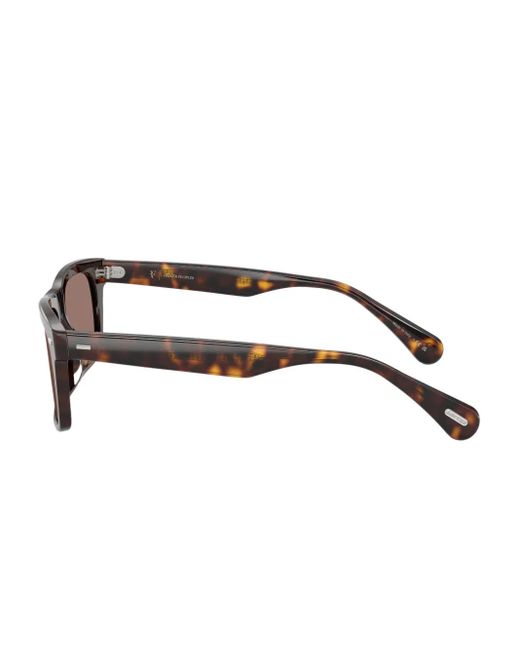 Oliver Peoples Brown Tortoiseshell Rectangle-Frame Sunglasses for men