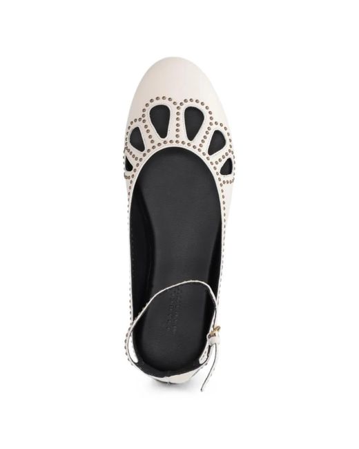 Isabel Marant White Stud-Embellished Cutout Ballet Flats