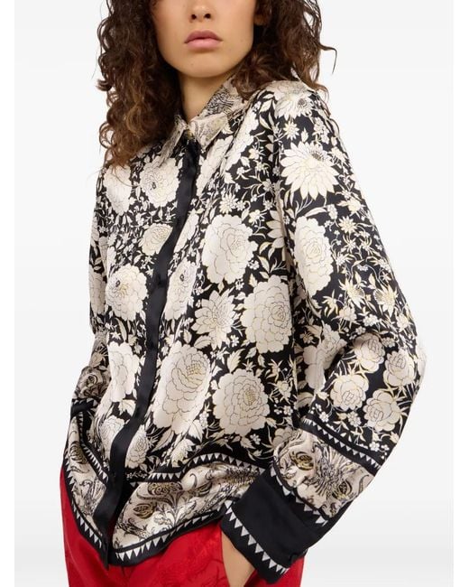 Roberto Cavalli Black Floral-Print Shirt