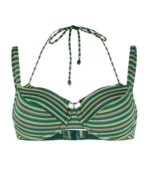 Marlies Dekkers Green Holi Vintage Striped Bikini Top