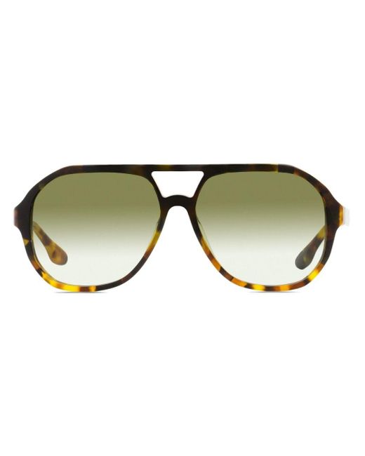 Victoria Beckham Green Tortoiseshell Pilot-frame Sunglasses