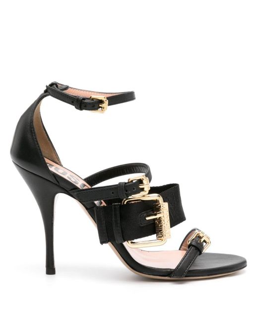 Moschino Black Buckle-strap Leather Sandals