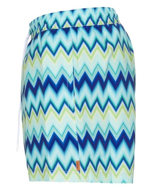 Missoni Blue Zigzag-Pattern Swim Short for men