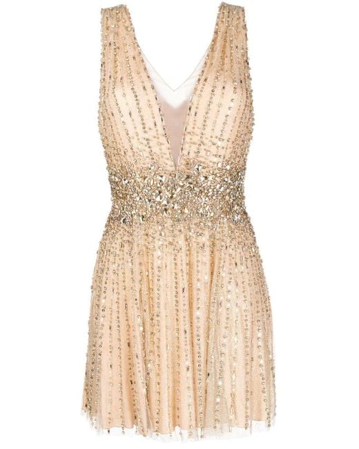 Jenny Packham Sissy Bead-embellished Dress in Natural | Lyst
