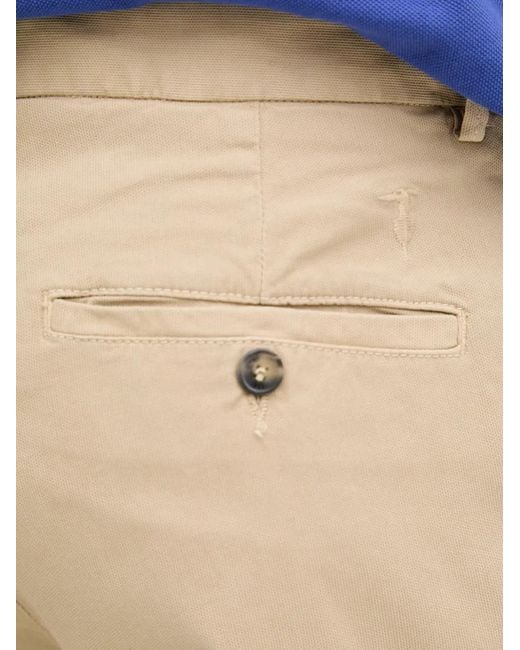 Trussardi Natural Logo-Embroidered Chinos Trousers for men