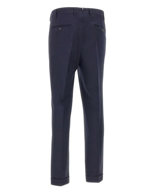 Devore Blue Pleated Front-Button Trousers for men