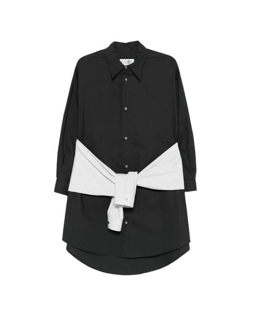 MM6 by Maison Margiela Black Striped-Sleeves Shirt