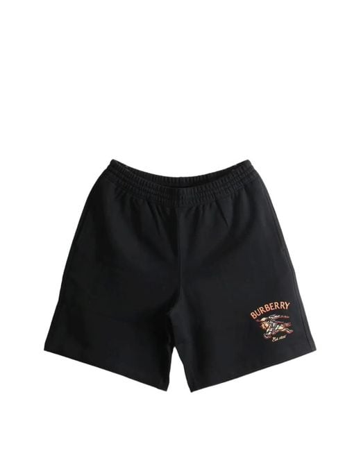 Burberry Black Knight Check Cotton Shorts for men