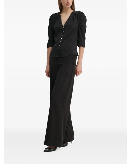 Morgan Black Buttoned V-Neck Shirt