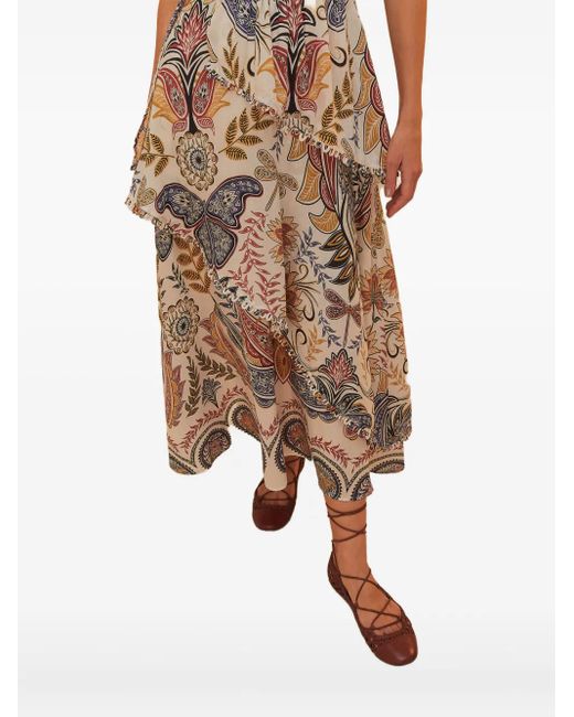 Farm Rio Natural Paisley-Print Midi Dress