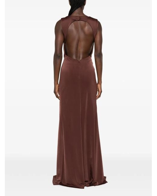 Rebecca Vallance Brown Embellished Draped Maxi Dress