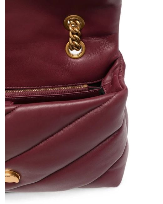 Pinko Purple Love Birds Quilted Shoulder Bag