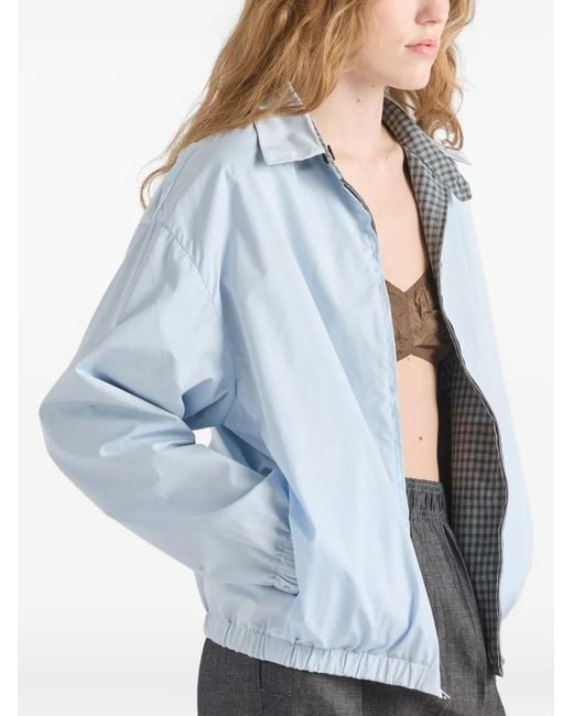 Prada Gray Checked Poplin Jacket