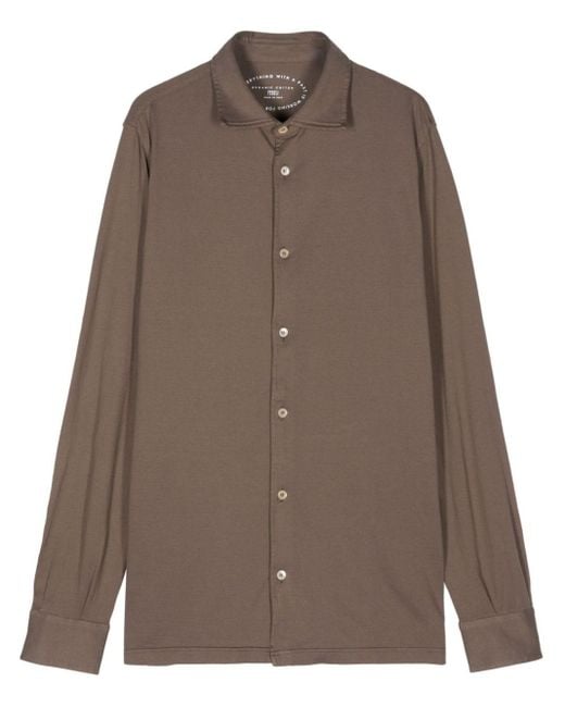 Fedeli Brown Jersey Cotton Shirt for men