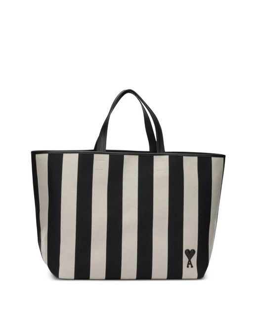 Borsa Tote A Righe di AMI in Black