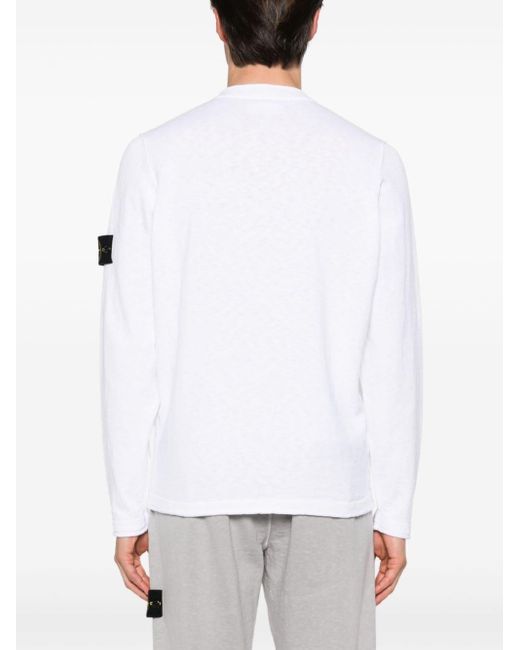 Stone Island White Compass-badge Knitted Jumper for men