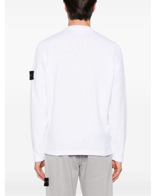 Maglione con applicazione Compass di Stone Island in White da Uomo