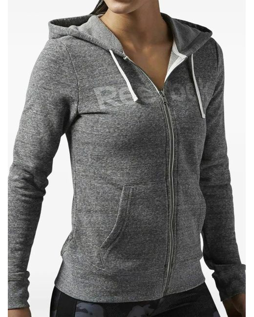 Reebok Gray Elements Logo Zip-Up Hoodie