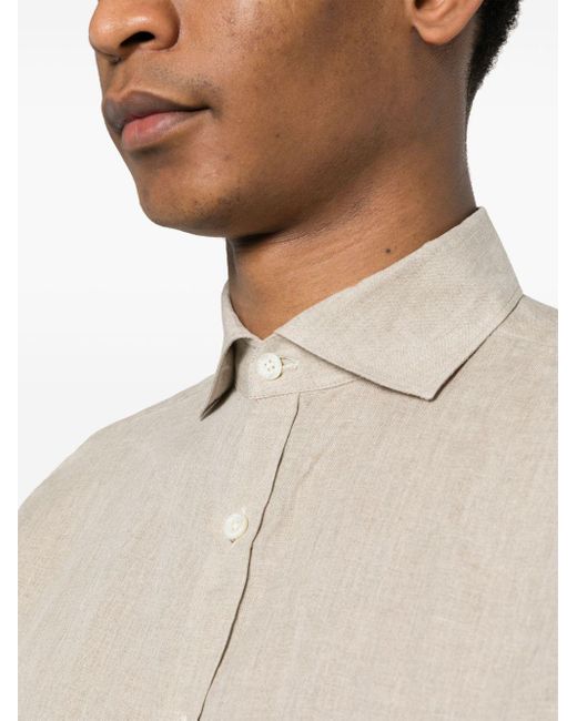 Camisa texturizada Canali de hombre de color White
